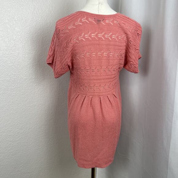 J Jill Cardigan Womens Medium Pink Babydoll Open Crochet Linen Blend Cottagecore - Picture 5 of 11